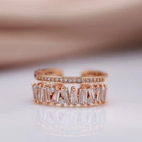 kinel luxury 585 rose gold opening rings for woman 2022 new gothic finger natural zircon ring party jewelry girls student gift