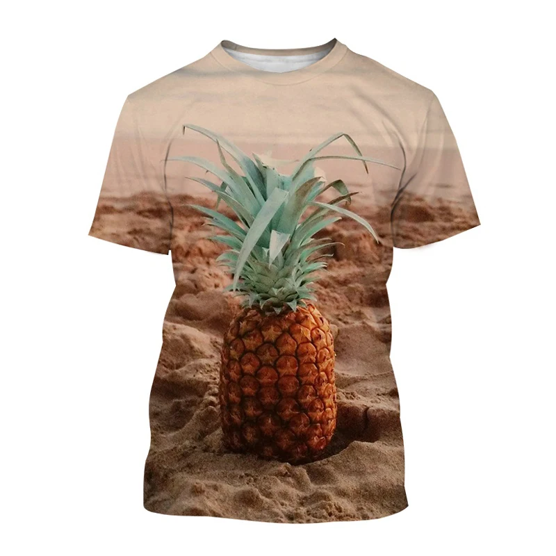 

Fun Fruit Pineapple Pattern Men's T-shirt Hip-hop Personality Street Style 3d Printing Round Neck Short-sleeved Summer Light