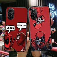 deadpool spider man clear phone case for huawei honor 20 10 9 8a 7 5t x pro lite 5g black etui coque hoesjes comic fash design