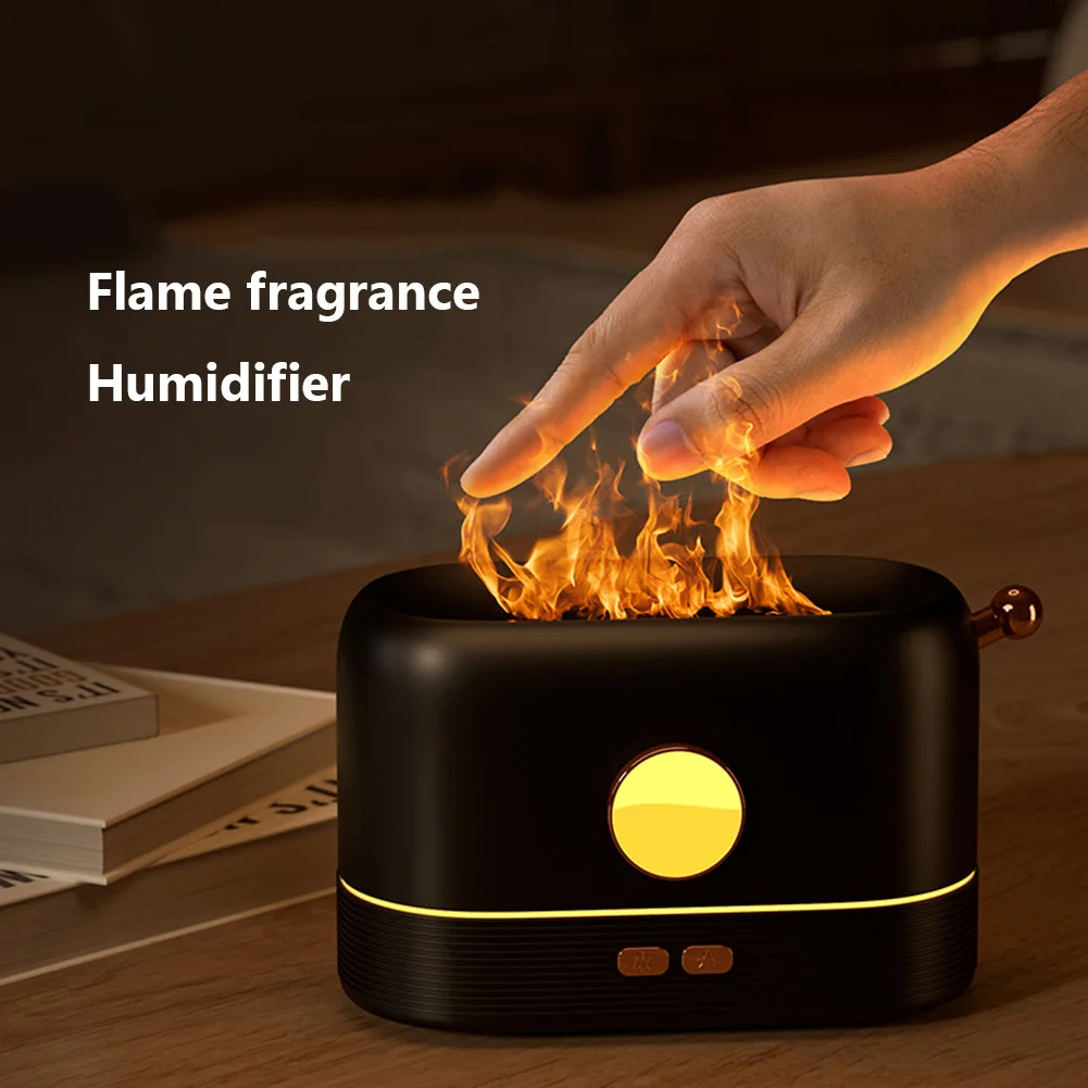 

250ml Flame Effect Air Humidifier 1/3/5H USB Smart Timing LED Electric Aromatherapy Diffuser Simulation Fire Flame Humidifier