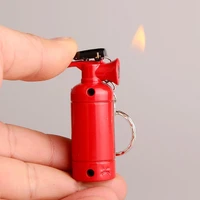 novel lighter mini metal fire extinguisher style free fire refillable butane gas lighter cigarette lighter keychains