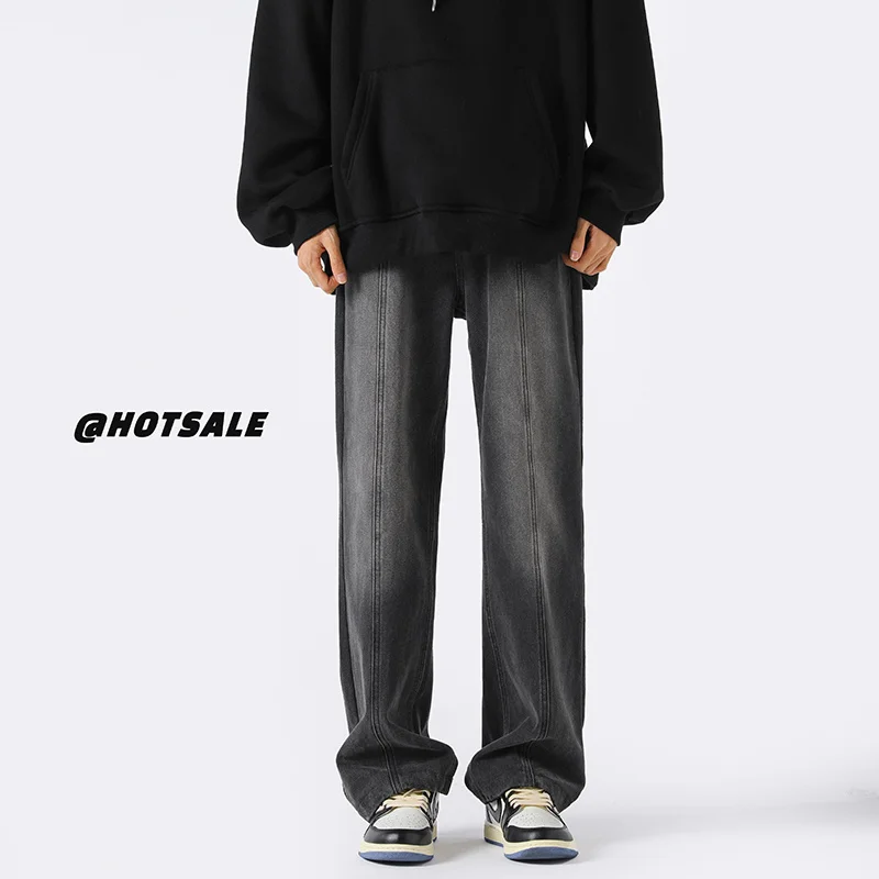 Brown Blue Black Baggy Jeans Men Fashion Retro Straight Jeans Men Japanese Streetwear Hip-hop Loose Denim Pants Mens Trousers