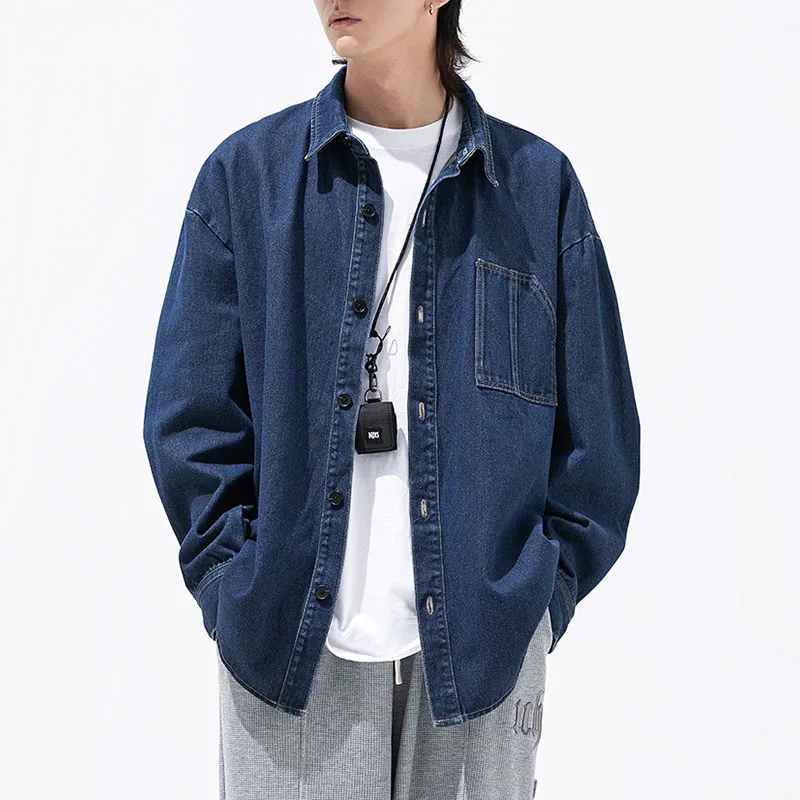 

Men Denim Jackets 2023 Spring Autumn Vintage Outerwear Solid Color Jeans Coats Casual Overalls Bomber Male Fashion Streetwear