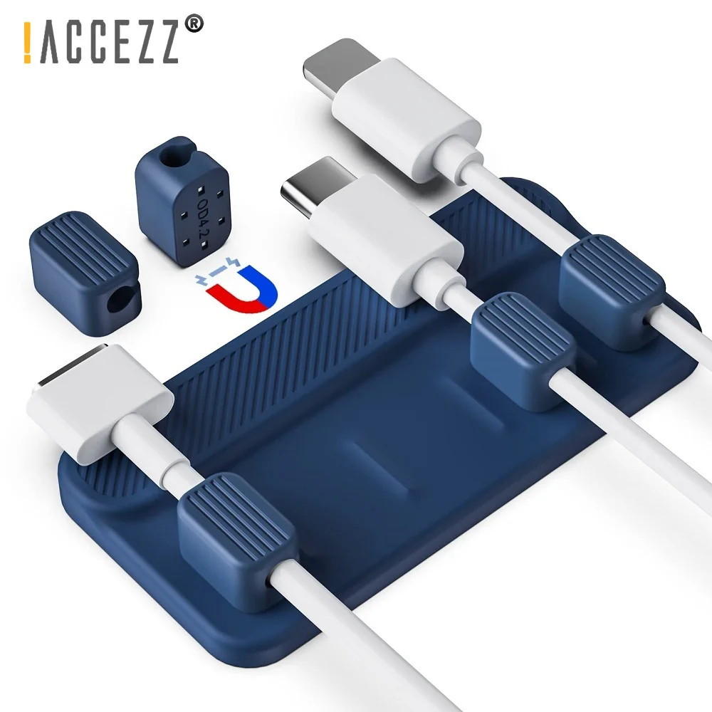 

!ACCEZZ 5-holes Magnetic Protector USB Cable Organizer Clip Desktop Tidy Cord Holder for Car Office Charging Line Wire Winder