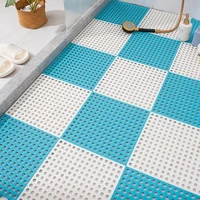 1pc waterproof bathroom shower mats hollow splicing pads non slip plain stitching plaid diy cuttable roll floor toliet foot mat