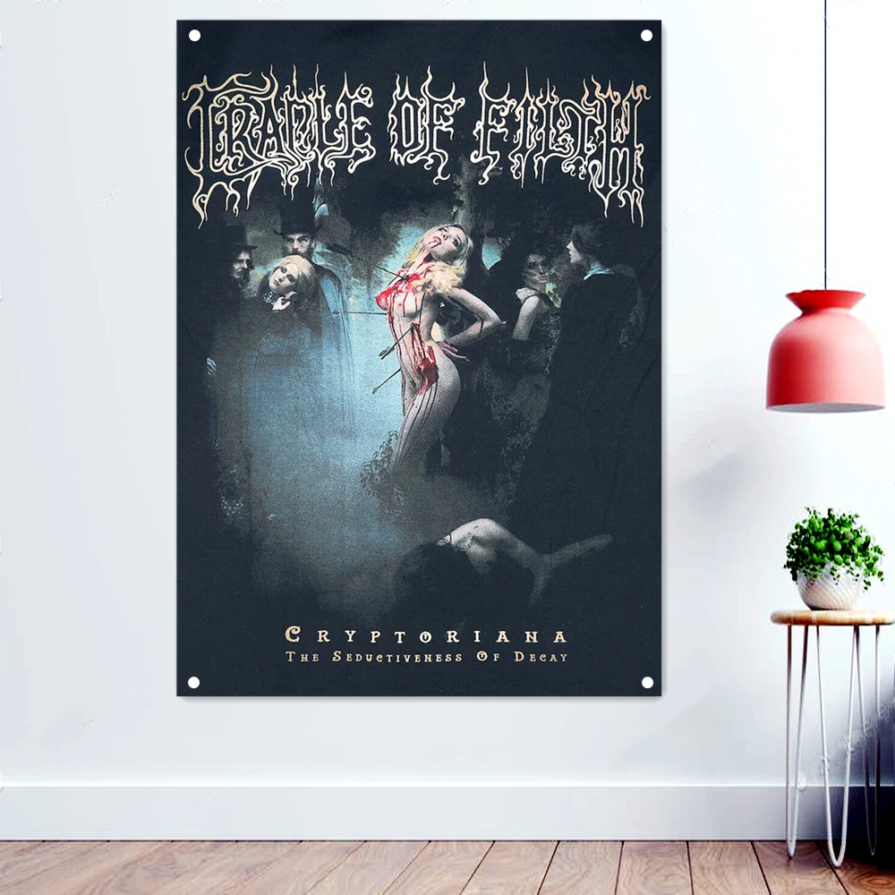 

TRAPLE OF FILTH Scary Skull Art Banners Paintings Death Metal Artist Flags Wall Art Rock Band Posters Background Hanging Cloth