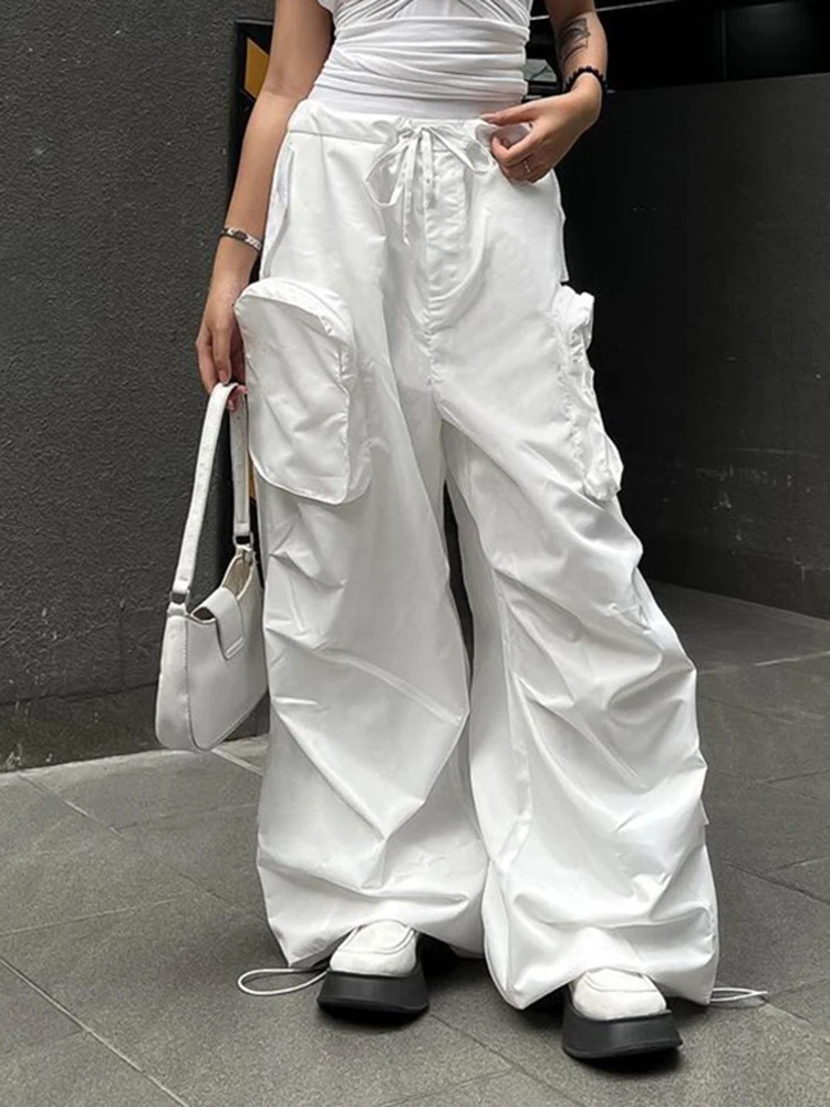 

WeiYao Oversized Cargo Pants Big Pocket Patchwork High Waist Sweatpants Korean Fashion Women's Casual Trousers Hip Hop Harajuku