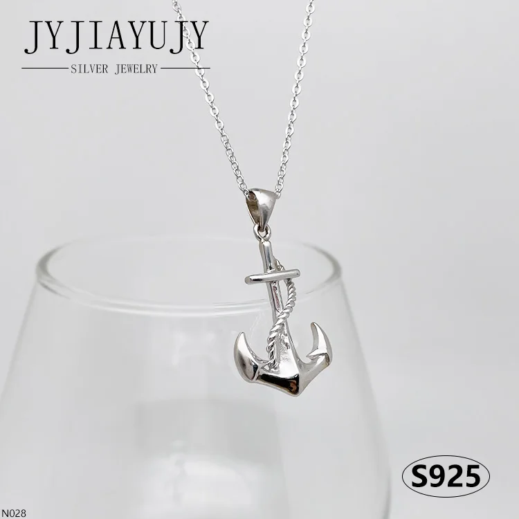 

JYJIAYUJY 100% Sterling Silver S925 Necklace Smooth Surface Anchor Shape Trendy Hypoallergenic Female Daily Jewelry Gift N028