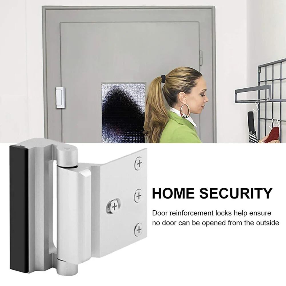 

U Door Reinforcement Lock Defender Security Door Stopper Home Child Proof Door Stopper Security Lock Aluminum Alloy Hinge Bolt