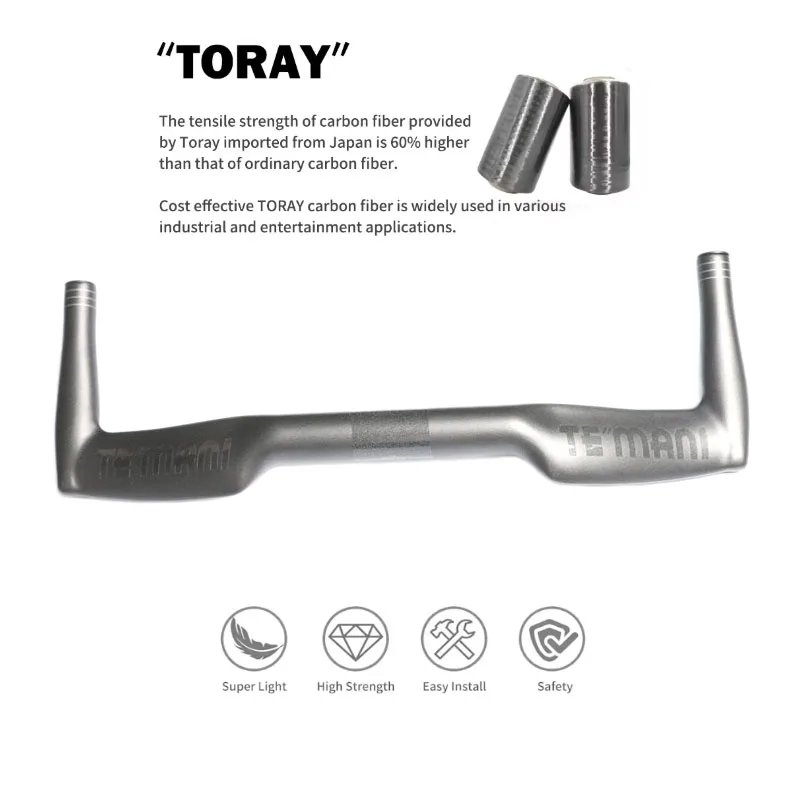 Фото Руль TEMANI Full Carbon Aero TT Bullhorn, сверхлегкий, с внутренней проводкой, 400-440 мм, для шоссейных велосипедов и фикс-байков, велосипедные комплектующие №5