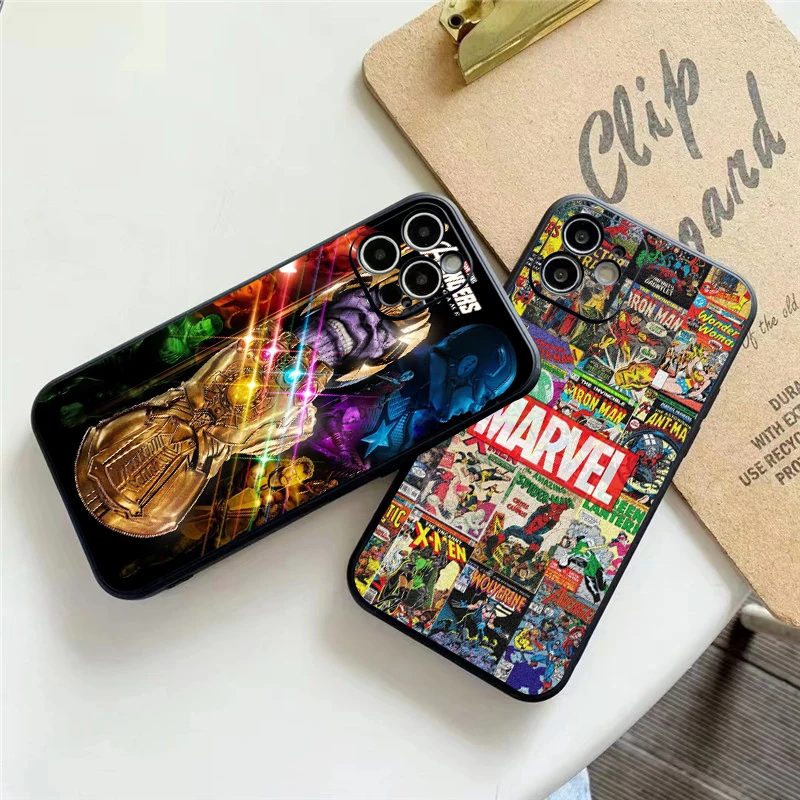 

MARVEL The Avengers Phone Case For Funda iPhone 11 13 Pro Max 12 Mini X XR XS 6 6s 7 8 Plus Celular Etui Silicone Cover Carcasa