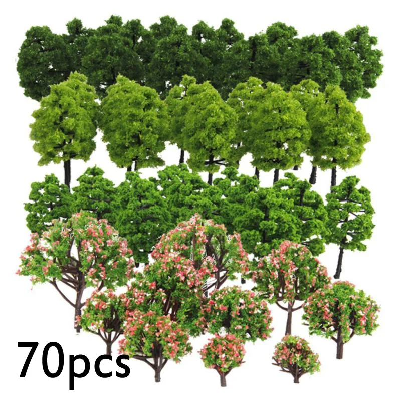 

70pcs Model Trees 1:75/1:100 HO Z TT Scale Layout Train Garden Park Buildings Model Landscape Decorations Model Railroads Parts