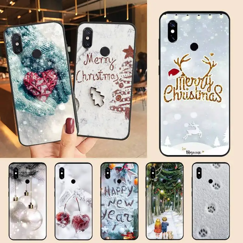 

Merry christmas winter new year gifts snowflake Phone Case For Xiaomi Redmi note 7 8 9 11 i t s 10 A poco f3 x3 E pro lite funda