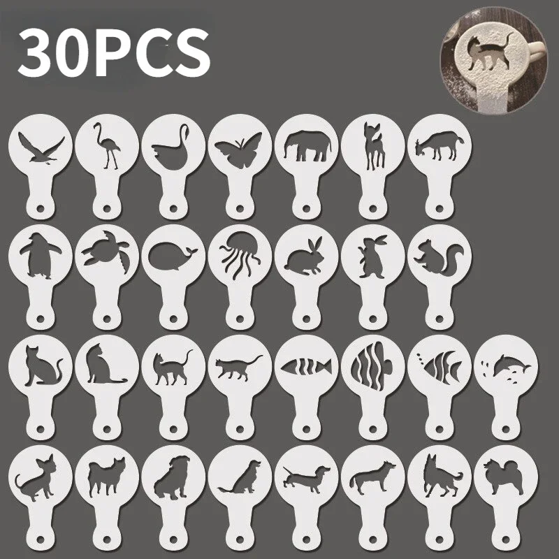 20 шт. многоразовый набор трафаретов для кофе, формы для шаблонов латте для DIY, украшение для капучино, горячего шоколада с забавным дизайном