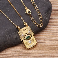 aibef new trend geometric square inlaid lucky evil eye gold pendant zircon necklace womens punk rock jewelry personalized gift