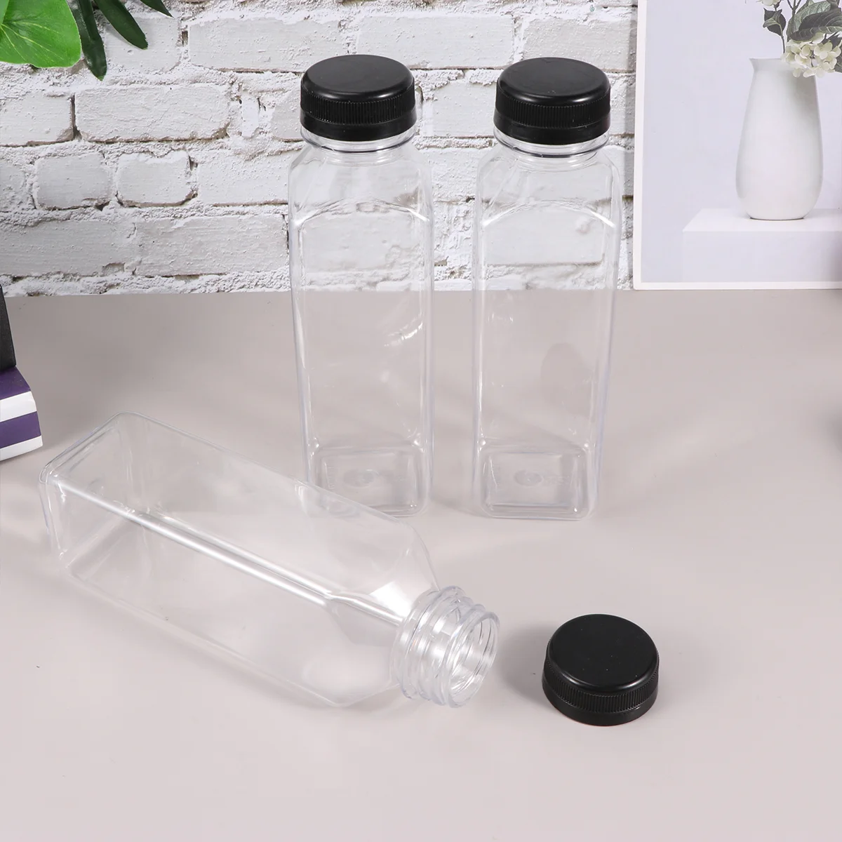 

10PCS 400ml Transparent Empty Storage Containers Disposable PET Bottles with Lids for Beverage Drink Bottle Bottle Jar