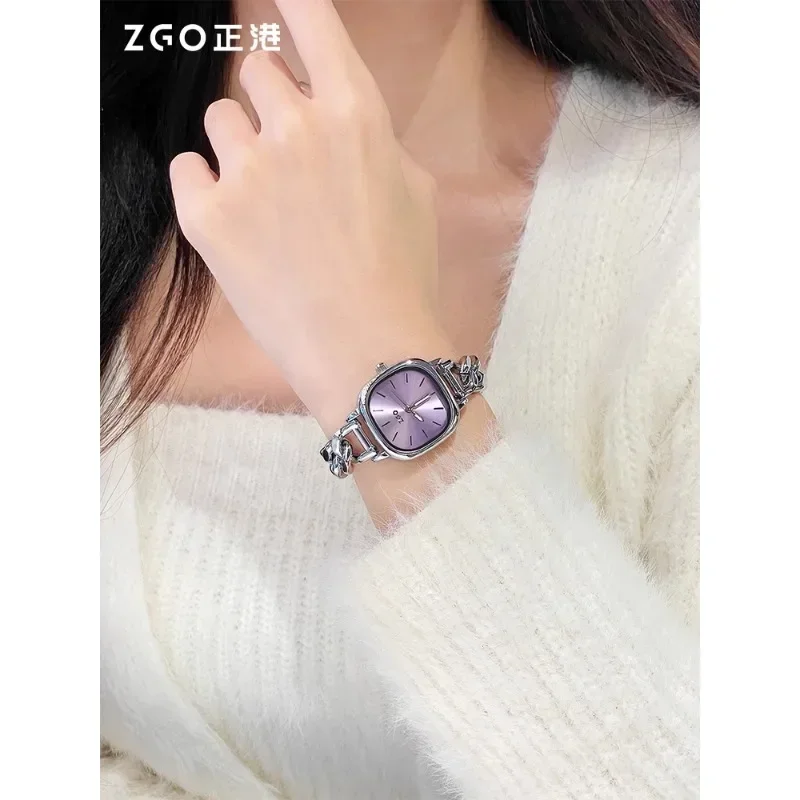 Светящиеся часы ZGO женские кварцевые с фиолетовым сахаром Студенческие