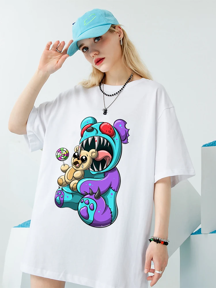 

Женская футболка с принтом «Let Me Eat Your Bad Bear», летняя футболка высокого качества, брендовые свободные топы, хлопковые футболки с коротким рука...