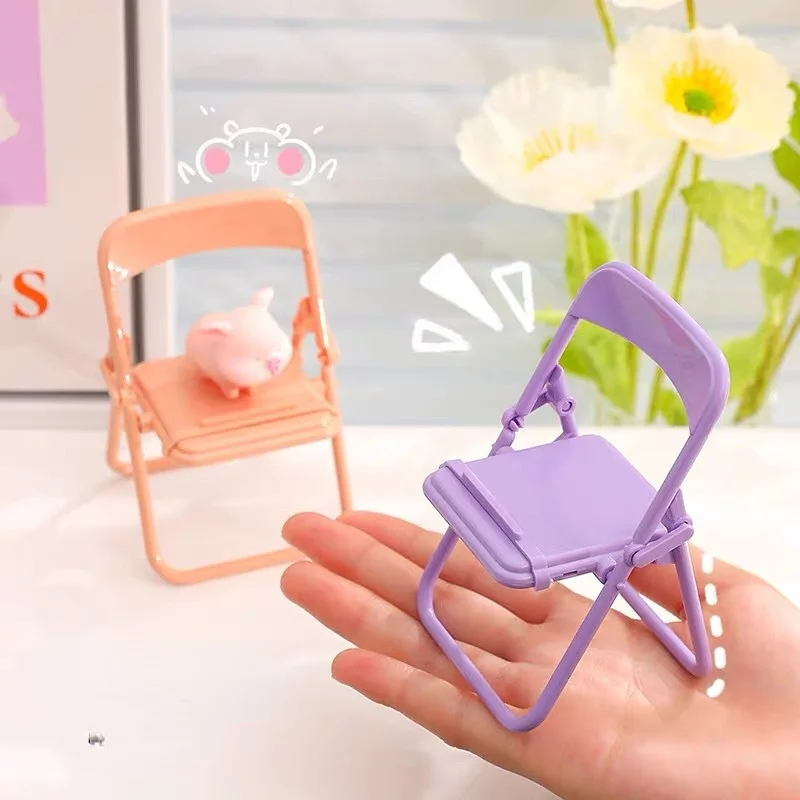 Cute Color Chair Adjustable Phone Holder Stand For iPhone 13 Pro Foldable Mobile Phone Stand Desk Holder Universal Lazy Bracket
