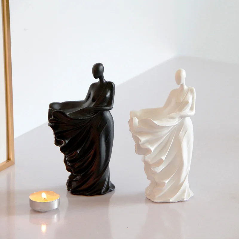 

Polyresin Candlestick Holder Abstract Tealight Candle Holder for Nordic Scandinavian Home Decoration White Black Candleholder