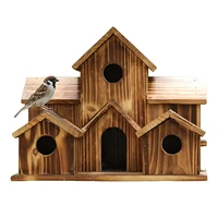 wooden birdhouse 6 hole natural birdhouse 6 hole handmade natural bird house for backyard patio courtyard decor gift for bird