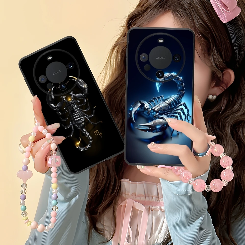 Цветной чехол для мобильного телефона Golden Scorpio Huawei Mate 60 50 40 30 20 10 Pro Plus Lite E 5G черный