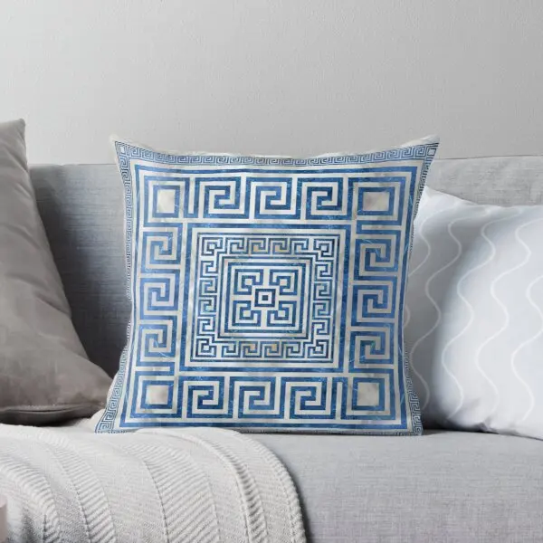 

Greek Key Ornament Greek Meander Blu Printing Throw Pillow Cover Car Wedding Fashion Decor Waist Cushion Pillows not include