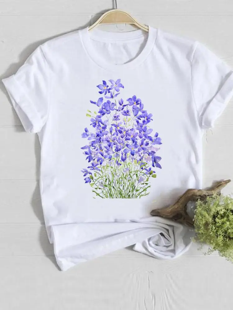 

Fashion T-shirts Watercolor 90s Cute Flower Graphic Tee Clothing Summer Short Sleeve Ladies Casual Women Female T Shirt Clothes