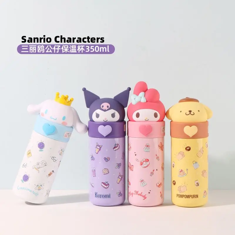 

350 мл Sanrio Cinnamoroll Mymelody Kuromi Kawaii мультяшный термос чашка симпатичный и удобный термос из нержавеющей стали чашка