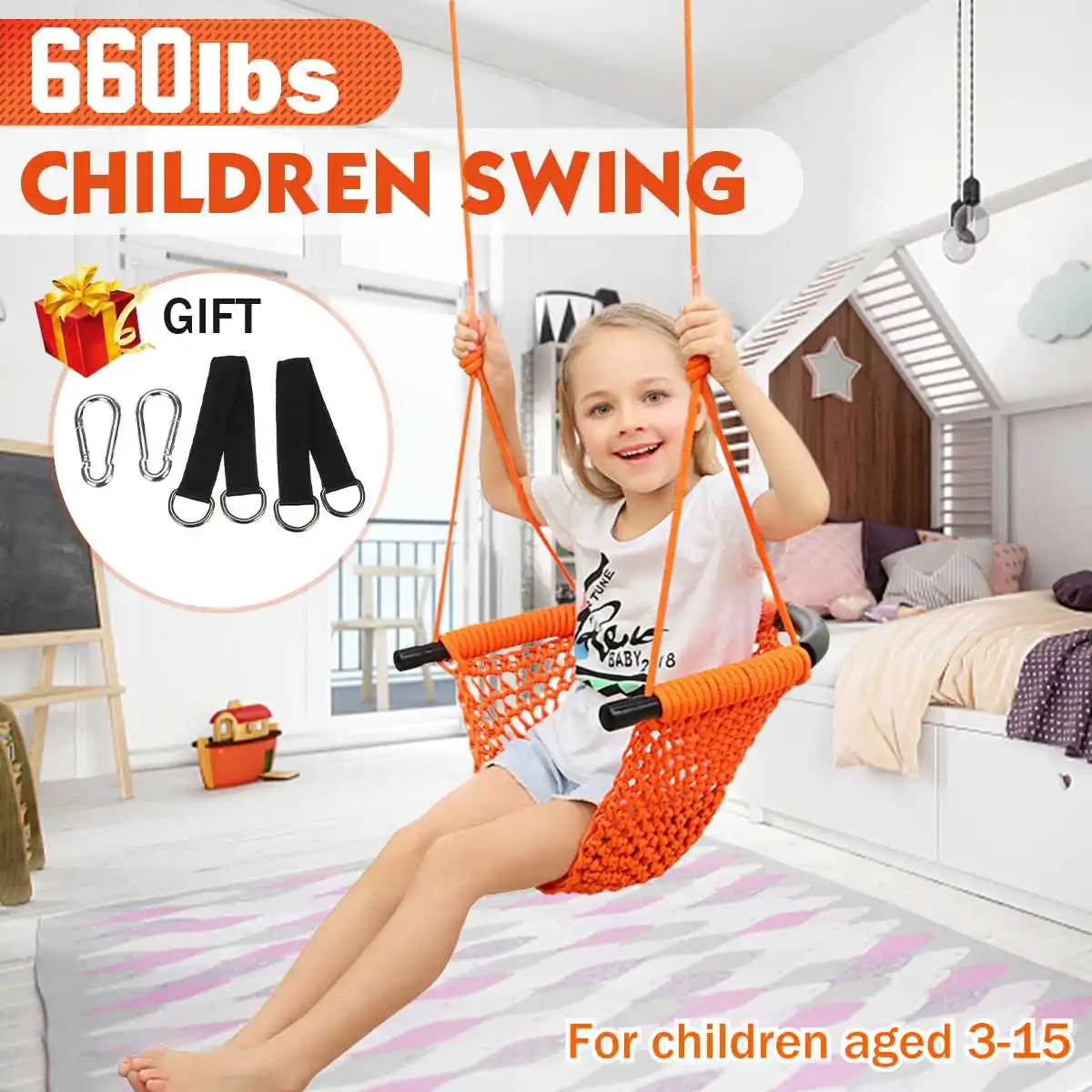 

Children Swing Indoor Kids Swing Tree Swing Set Outdoor Baby Home Courtyard Rope Net Seat Hanging Chair Playground Equipment