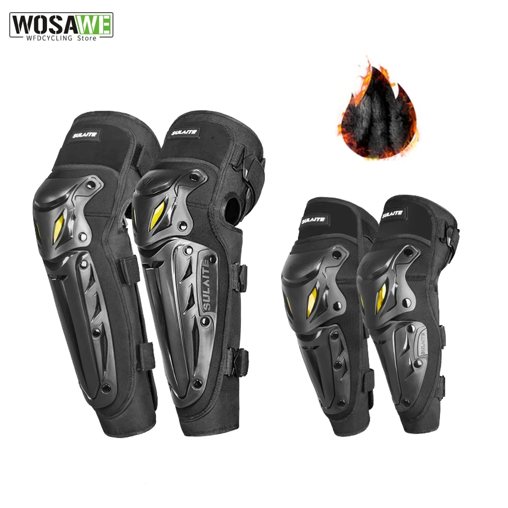

WOSAWE Thicken Warm Skiing Knee Pads Elbow Ice skates Protection Set Cycling Kneepad Elbow Guard Fleece Snowboard Knee Support