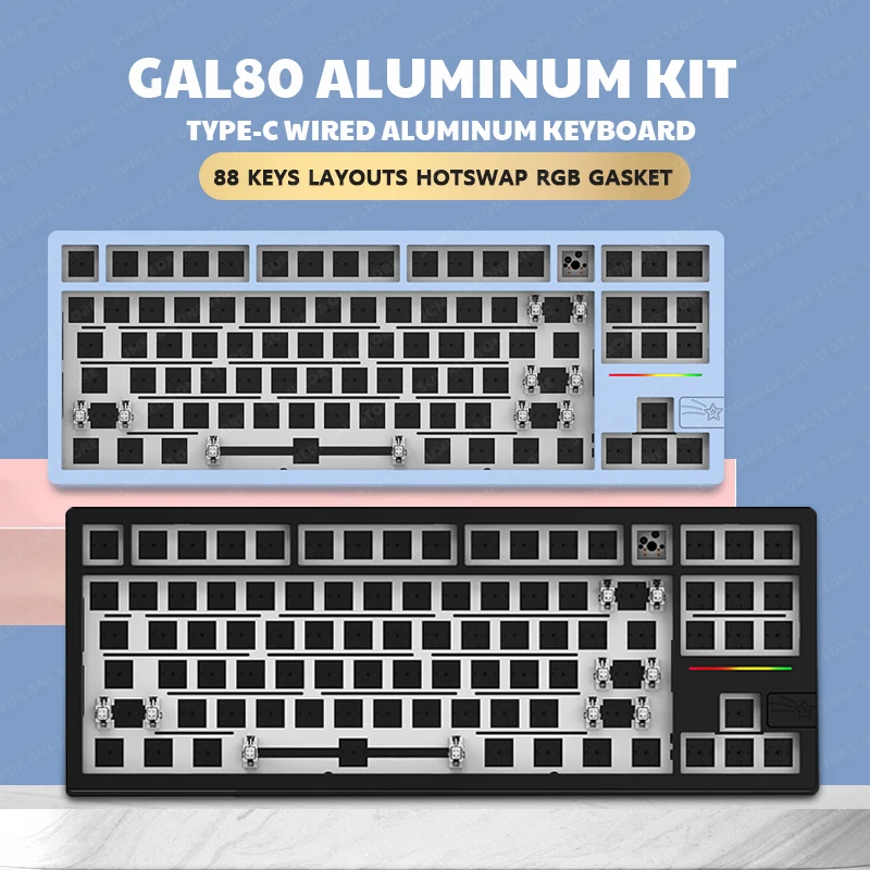 Миниатюрная алюминиевая механическая клавиатура GAL80 на заказ, 88 ...