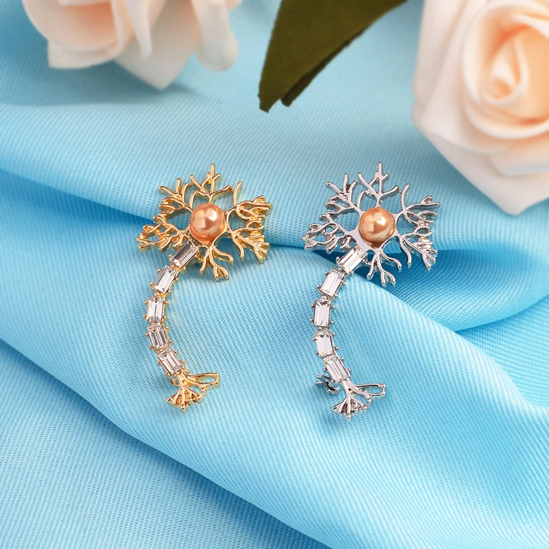 Оптовая продажа булавки и броши булавка в форме нейрона с цирконом медицинские