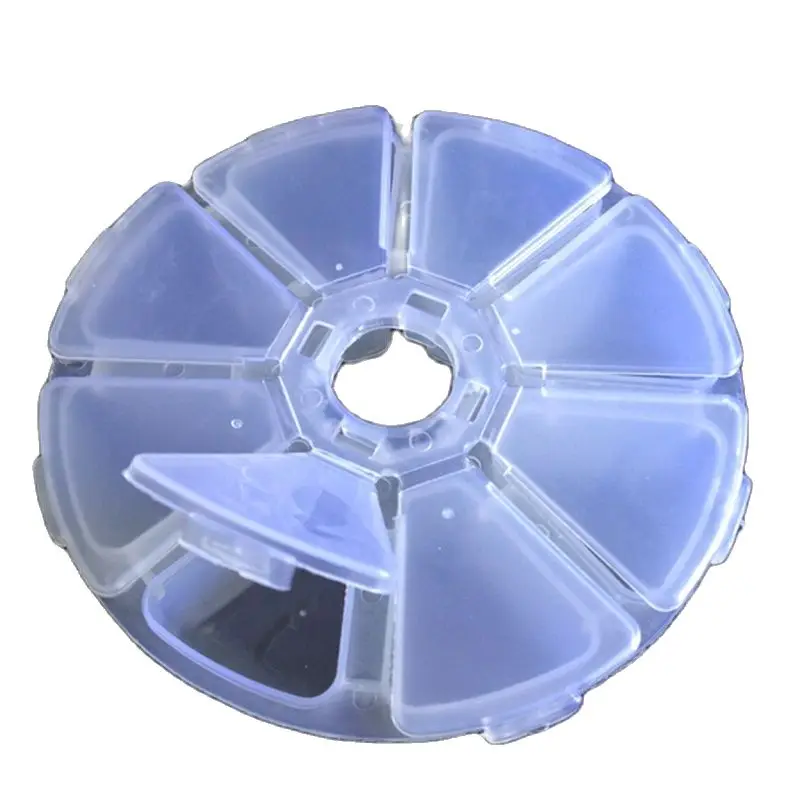 1pc Transparent Plastic Round 8 Compartment Storage Box Earring Ring Jewelry Bin Bead Case Container plastic storage box