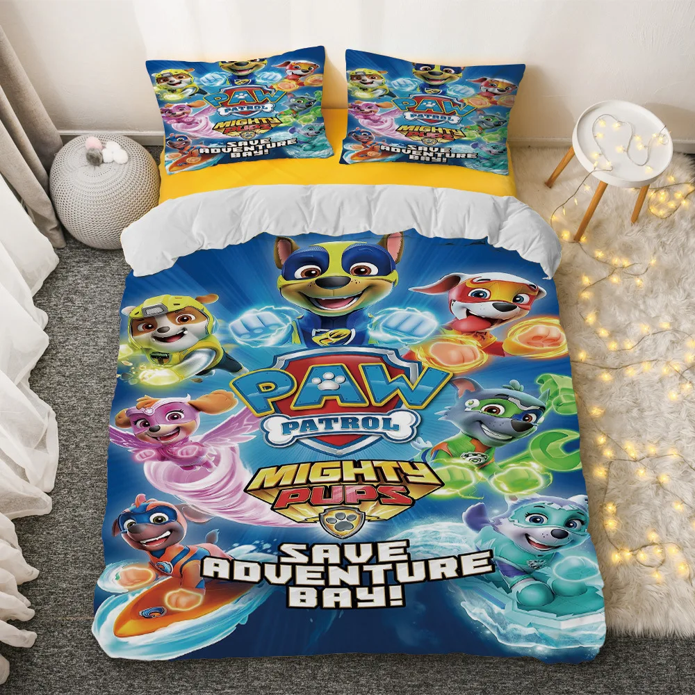 

Paw Patrol Figures Lovely Puppy Quilt Cover and Pillowcase Three-piece Bed Complete Set of Home Keep Warm Textiles Set