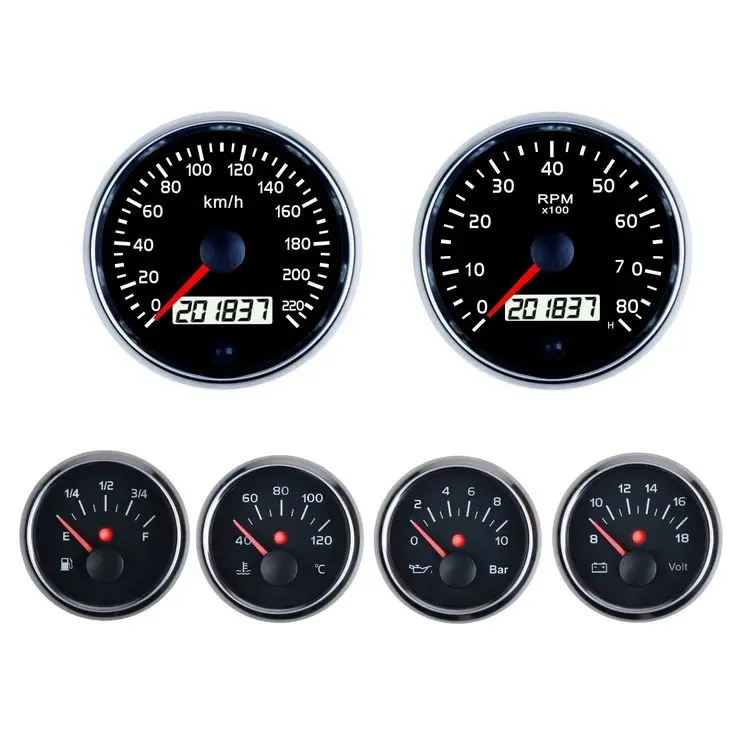 

85mm 52mm 6 Gauge kits Speedometer Tachometer Fuel Level Oil Pressure Water Temp Volt Gauge