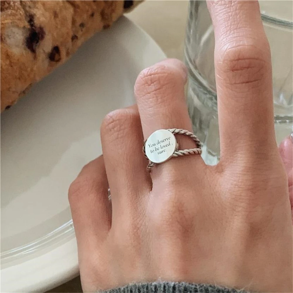 

Lispector 925 пробы Серебряное Винтажное кольцо с буквами для мужчин женщин мужчин ретро витое геометрическое кольцо простое вечернее ювелирное ...