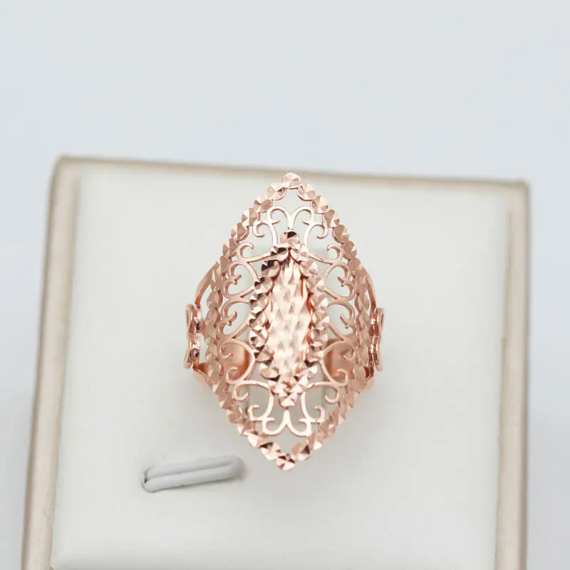 

Russia 585 Purple Gold Plated 14K Rose Gold Ring Female Hollow Index Finger Ring Open Mouth Design Fashion