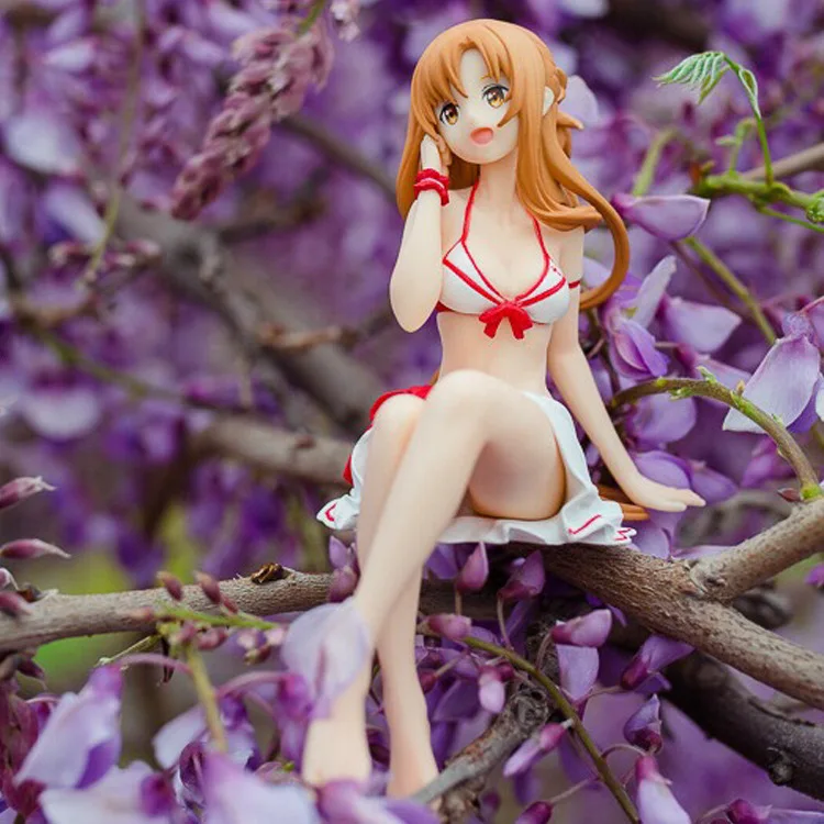 

Аниме меч искусство онлайн-фигурки прессованное лицо Сидящая позиция Yuuki Asuna Асуна в купальнике кукла игрушка с орнаментом подарок на день р...