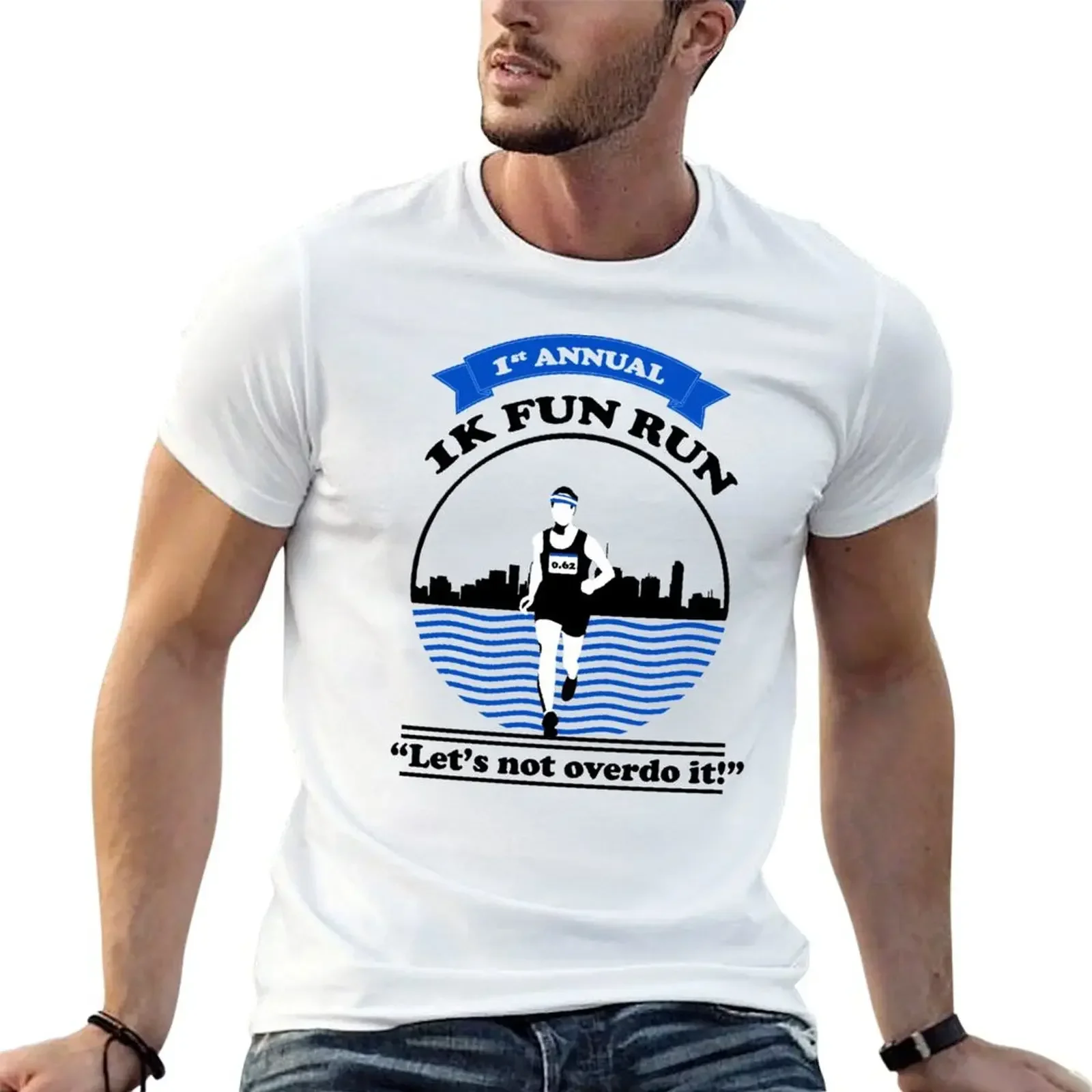 1K Fun Run T-Shirt Short sleeve tee blacks graphic t shirts Men's cotton t-shirt