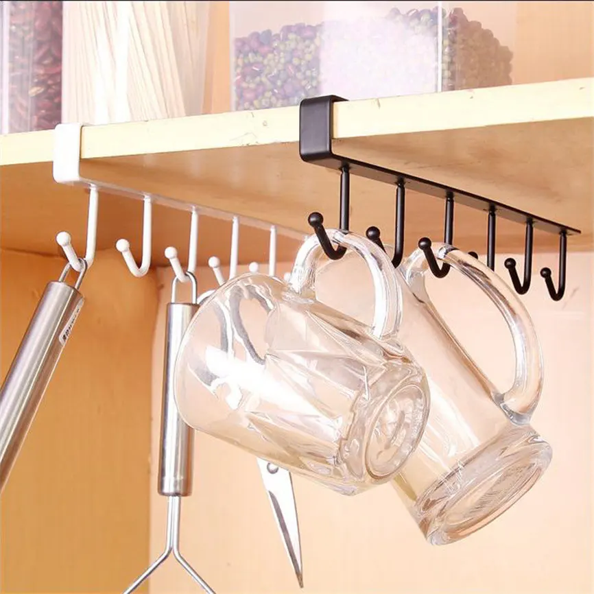 

Kitchen Cupboard Storage Rack Cupboard Shelf Hanging Hook Organizer Closet Clothes Glass Mug Shelf Hanger Wardrobe Holder