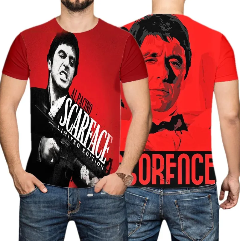 Горячая классическая футболка со шрамом Тони Монтана с 3D принтом мужская летняя