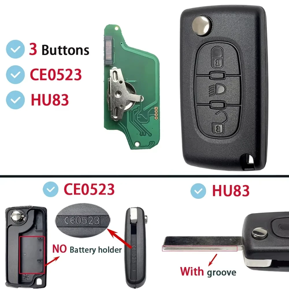 Для Citroen C2 C3 C4 C5 C6 Для Peugeot 207 307 308 407 607 807 Xsara Berlingo CE0536 CE0523 Откидной дистанционный автомобильный ключ ASK FSK