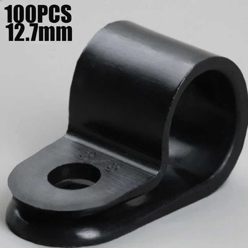 

Пластиковые P-зажимы 100 шт., черные крепежи для шланга, кабельный R-образный нейлоновый зажим для кабеля, монтажная фиксация, оборудование, электрические фитинги, кабельные зажимы