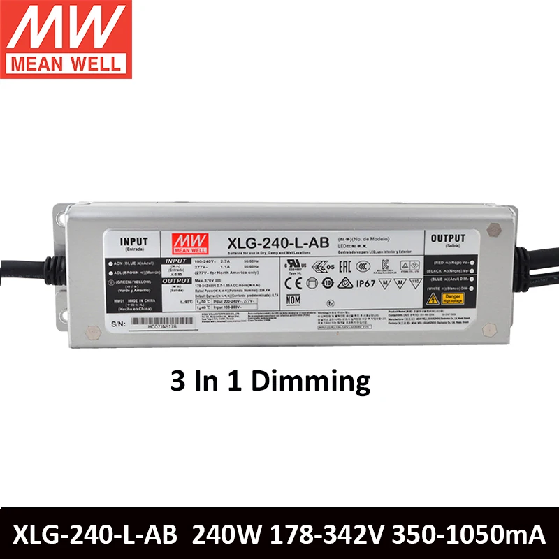 Тайвань MEAN WELL Xlg-240 H L M Series 750 мА 1400 4900 Блок питания 240 Вт Постоянная мощность