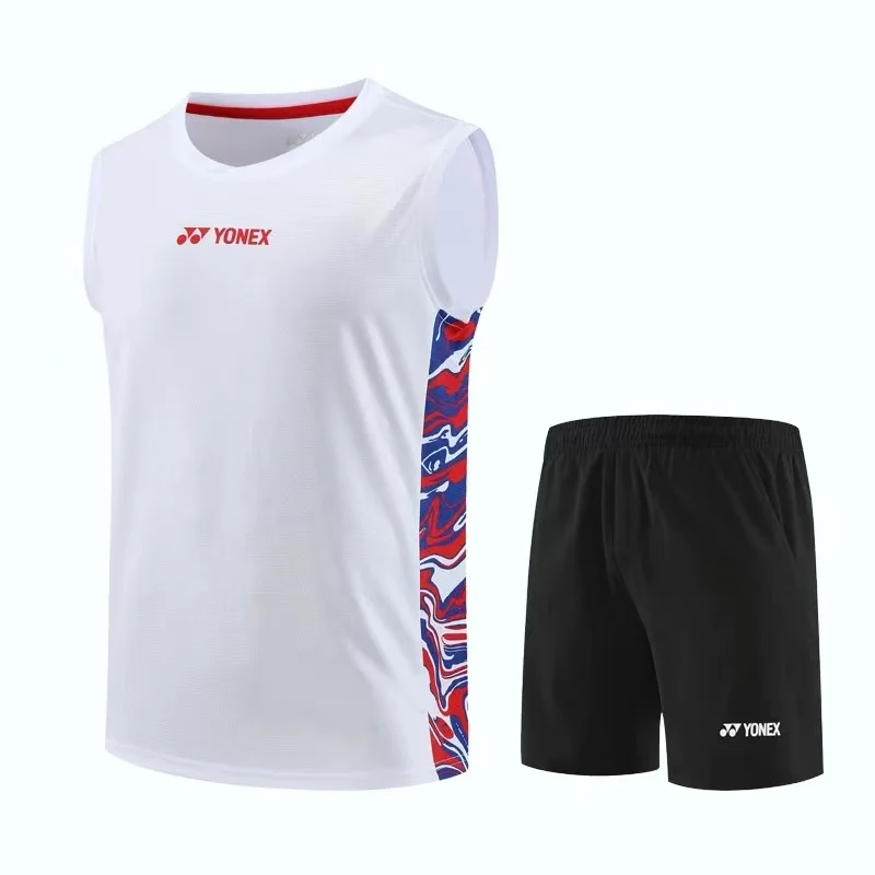 YY Sleeveless sports T-shirt Badminton tennis quick drying V-neck breathable match wear men outdoor sports