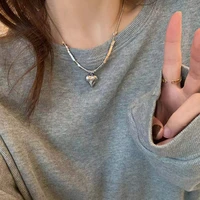 titanium steel love square necklace female niche design punk style sweater chain accessories necklace for women jewerly gift