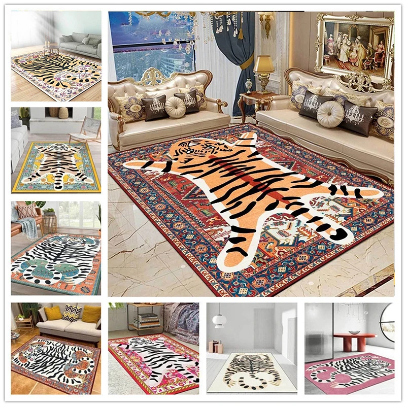 

Carpet For Children Room Animal Tiger Rugs Soft Mat Kitchen Home Bath Mats Flannel Large Area Rug For Living Room Bedroom Decor