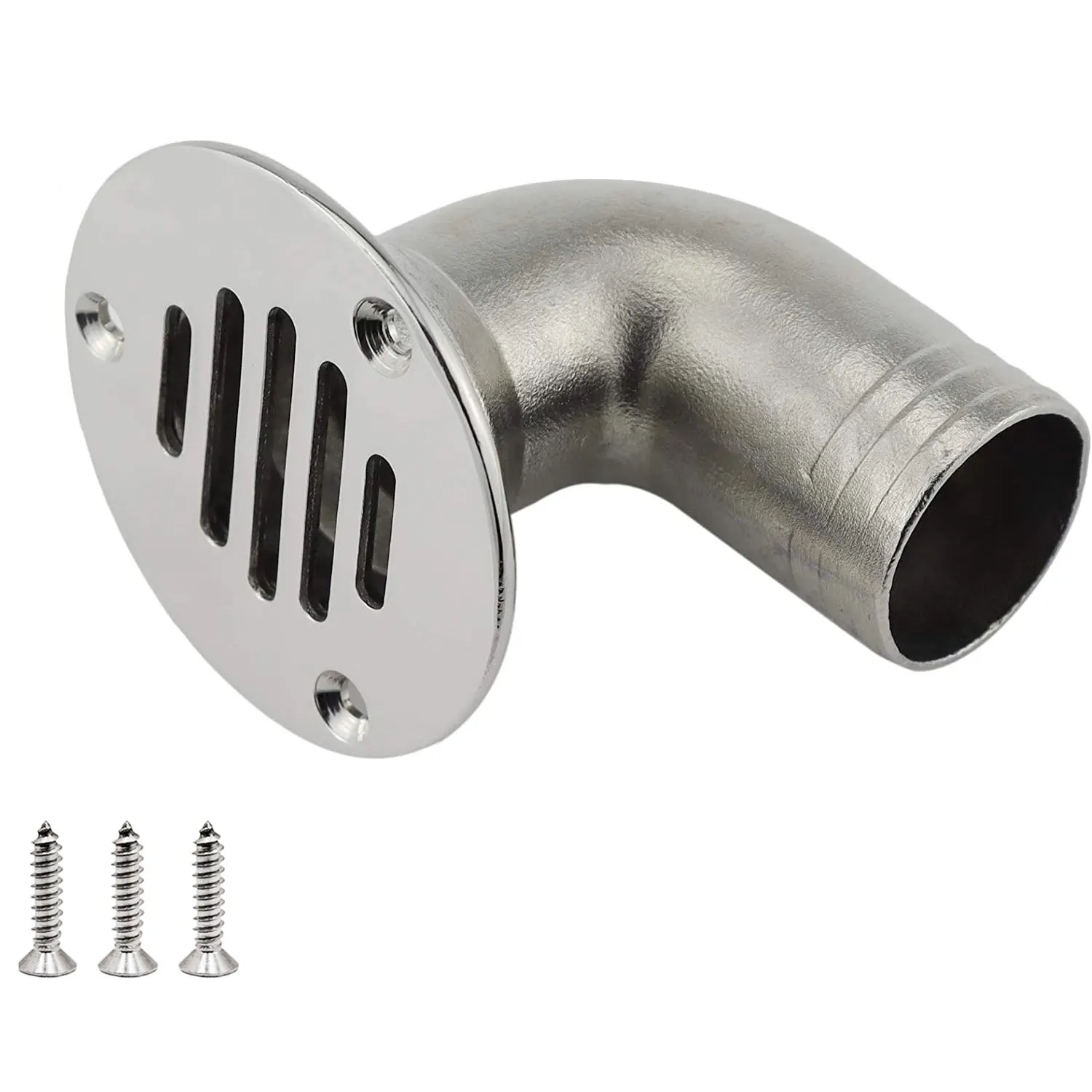 

1 1/2 Inch (38mm) Boat Deck Floor Drain Scupper 316 Stainless Steel Marine Yacht Thru Hull Deck Drainage Cover 90 Degree