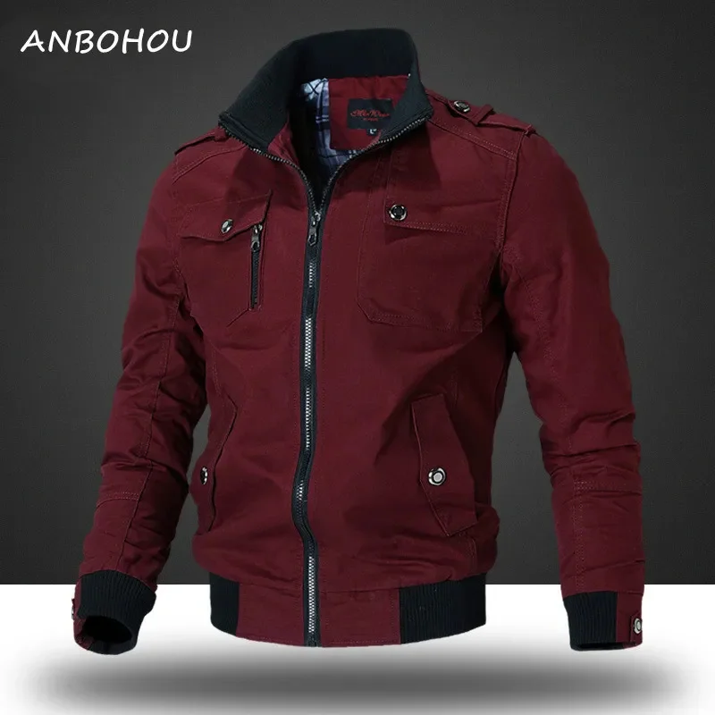 

Мужская модная Повседневная ветровка ANBOHOU, куртка, пальто для мужчин, Новинка весна-осень 2023, популярная верхняя одежда, приталенная военная куртка с воротником-стойкой для мужчин